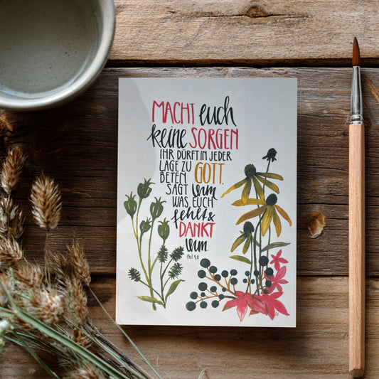 Bibelvers in Aquarell - Macht Euch keine Sorgen